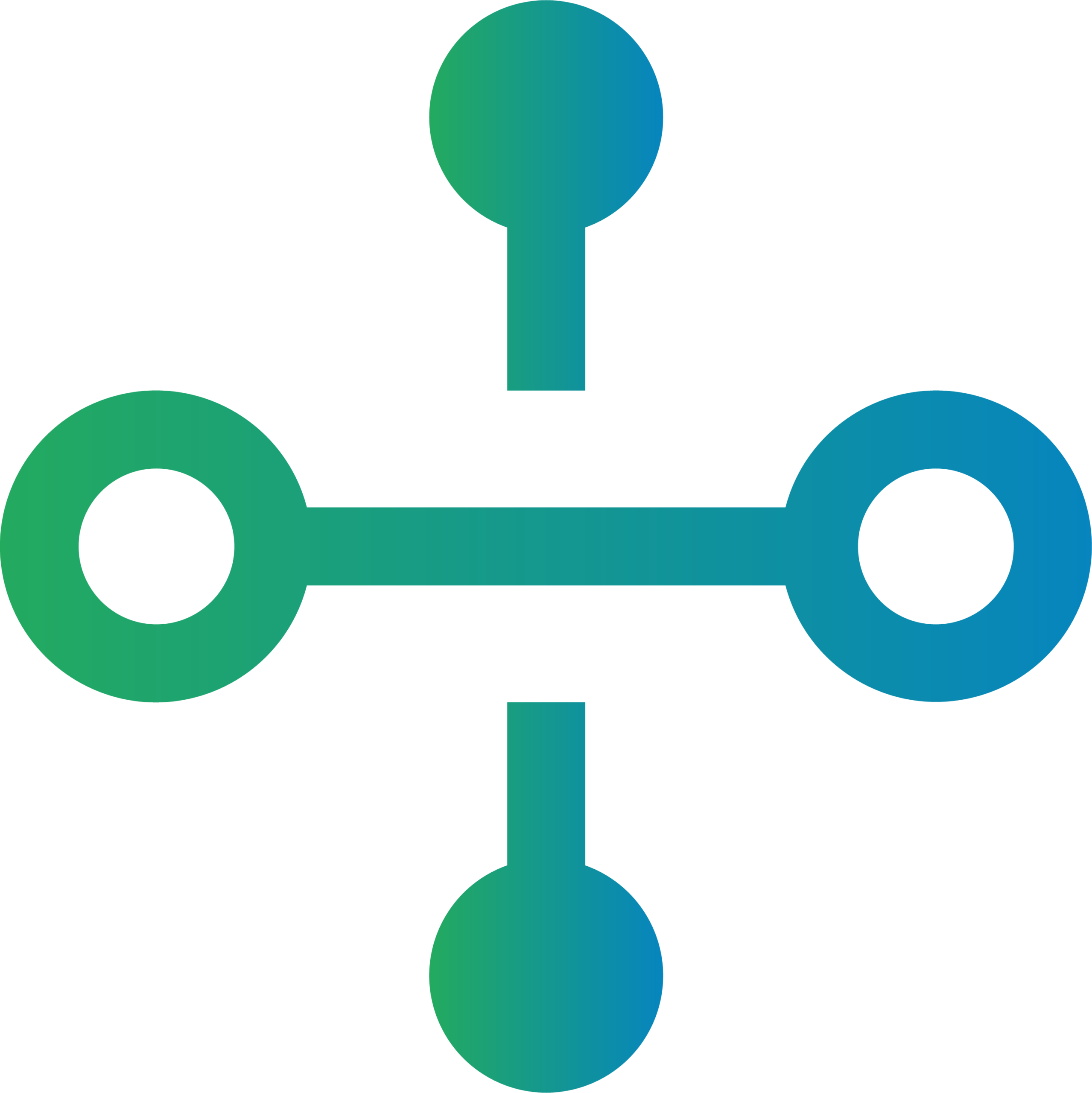Icona gradiente due segmenti che si intrecciano con alle estremità dei cerchi
